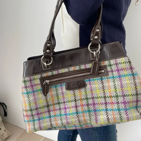 Vintage Coach handbag wool plaid DESIGNER